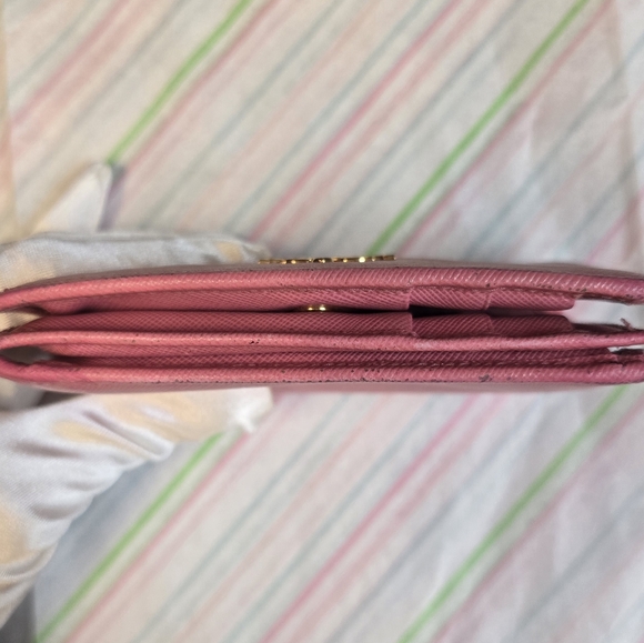 Prada Wallet (w COA Cards)  Saffiano Pink Leather Wallet - Picture 11 of 12